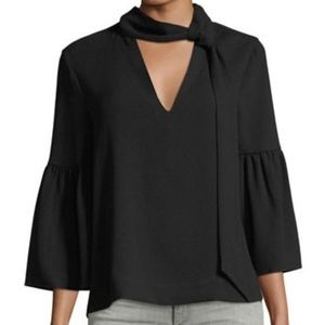 BCBGMAXAZRIA - Black Ribbon Tie Blouse - NWOT